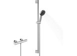 Hansgrohe Pulsify Select S Set De Douche 105, 3Jet Relaxation, éLéMent Ecostat, Ecosmart, Barre De Douche 900Mm, 24271000, 24271000