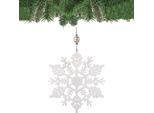 Ornamento Natalizio - Fiocco Di Neve Con Perle E Glitter Bianchi, 17 Cm