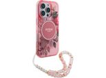 Guess Iml Fiori Con Cinturino Perlato Magsafe - Custodia Per Iphone 16 Pro Max (Rosa)