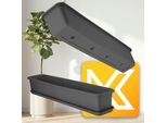 Fioriera Kadax "Evron"" Con Sottovaso, In Plastica, Vaso Da Fiori Per Balcone, Terrazza, Davanzale, 80 Cm, Antracite"