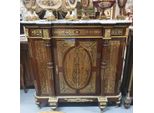 Casa Padrino Cassettone Barocco Boulle Marrone/Oro Con Piano In Marmo Bianco 130 Cm - Mobile Credenza