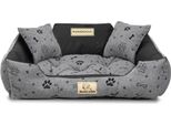 Cuccia Per Cani Kingdog 75X65 Cm Personalizzata Impermeabile Osso Nero