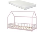 Letto Per Bambini 'Hesel' Con Materasso Anticaduta A Doghe 90 X 200 Cm Rosa