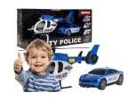 Kit Polizia Elicottero + Auto Della Polizia 2In1 Per Bambini