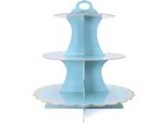 Intirilife Etagere In Cartone A 3 Livelli In Azzurro - 30 / 24,5 / 16 X 33 Cm - Alzata Per Dolci In Cartone, Alzata Per Cupcake Alzata Per Cupcake Da Assemblare Da Soli