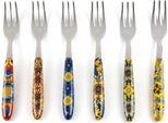 Excelsa Set Di 6 Forchettine Da Antipasto/Dessert Trinacria In Acciaio 15X1,5X2 Cm Colorato