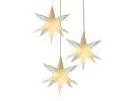 Stella Di Natale 3D 10 Cm Set Da 3 Con Timer - Bianco - Stella Luminosa Decorativa Alimentata A Batteria Per Interni