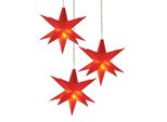 Stella Di Natale 3D 10 Cm Set Da 3 Pezzi Bianco Caldo Illuminato - Rosso - Led Decorazione Per Finestre Stella Luminosa Con Timer Alimentata A Batteria
