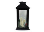 Lanterna Di Natale A Led In Plastica Nera Con Candele 14X14X32Cm