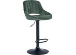 Sgabello Da Bar Clp Milet Rivestito In Velluto, Regolabile In Altezza, Girevole, Con Schienale, Verde Nero