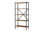 In And Outdoormatch Scaffale In Piedi Leonard - 160X66X34 Cm - Colore Noce E Antracite - Truciolare E Metallo - Design Moderno