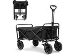 Clanmacy Carrello A Mano Pieghevole Carrello Porta Attrezzi Da Giardino Carrello Da Trasporto Con Manico Telescopico Carrello Da Spiaggia Nero