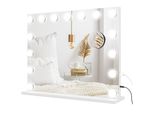 Homcom Hollywood Specchio Con Illuminazione, Specchio Per Il Trucco Con 15 Luci Led, Specchio Cosmetico Dimmerabile Con Ingrandimento 10X, Porta Di Ricarica Usb