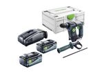 Trapano A Percussione A Batteria Festool Bhc 18 Basic 18 V 1,8 J Sds Plus Brushless + 2X Batteria 8,0 Ah + Caricatore Rapido + Systainer