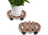 Clanmacy 2X Wpc Rullo Per Piante 30X7,5 Cm Rullo Per Fiori Fino A 80 Kg Tappeto Rotante Tavola Rotante Rotondo Marrone