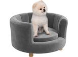 Divano Per Cani Pawhut, Divano Per Cani, Rivestimento Lavabile, Divano Per Animali Domestici Con Schienale E Gambe In Legno, Divano Per Gatti, Per Cani Di Piccola Taglia Sotto I 4,5 Kg, Grigio