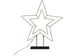 2.02 Espositore Led A Forma Di Stella In Metallo Con Base - Circa 30 X 50 Cm / 126 Led - Interno Ed Esterno Con Telecomando (Piccolo)