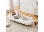 Abrihome Divano Letto Pieghevole Con Schienale Regolabile In 5 Posizioni, Funzione Letto, Tessuto In Velluto, Beige