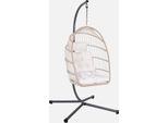 Poltrona Sospesa In Acciaio, Rattan, Poliestere, Beige