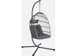 Poltrona Sospesa In Acciaio, Rattan, Poliestere, Antracite