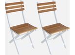 Set Di 2 Sedie Da Giardino Pieghevole In Acacia, Bianco