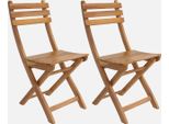 Set Di 2 Sedie Da Giardino Pieghevole In Acacia, Marrone Naturale