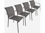 Set Di 4 Poltrone Da Giardino In Alluminio E Textilene, Antracite