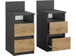 Vicco Comodino Monty, 25 X 59.1 Cm Set Di 2, Antracite/Quercia Dorata