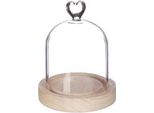 Idee 4 Stagioni Campana Di Vetro Cuore Con Base In Legno ø10Xh13Cm