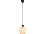 Lampada A Sospensione Boho Con Paralume In Bambù E Rosone Nero Per Camera Da Letto O Soggiorno 1Xe27 10W Amelie Rl