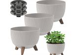 Set Di 3 Vasi Da Fiori Lamela | Roma | Ciotola | Taupe | 24 Cm