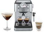 De’Longhi Classic EM450.M Macchina Da Caffè Manuale Espresso E Cappuccino, Compatibile Con Polvere O Cialde E.S.E., Spegnimento Automatico, Serbatoio Estraibile Da 1.7L, Potenza 1325W, 15Bar, Metal