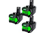 Batteria Agli Ioni Di Litio, Capacità 6000Mah, Compatibile Con Ryobi P108, 3 Pezzi 6000Mah