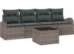 Vidaxl Set Di Divani Da Giardino 5 Pezzi Grigio 55 X 55 X 37 Cm Poly Rattan