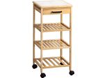 Carrello Da Cucina Kesper 34X34X73 Carrello Portavivande Con Cassetto In Bambù