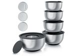 Arendo Set Di 5 Insalatiere In Acciaio Inox Con Coperchio, 1,6L / 2L / 3L/ 4L/ 5L, Ciotola In Acciaio Inox, Ciotola Per Mescolare, Ciotola Da Cucina (Set Di 5), Senza Bpa, Lavabile In Lavastoviglie