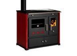 Cucina A Legna Practik Lux Eco Bordo – 9,5 Kw, Con Forno E Piano Cottura In Vetrovetroceramica, Apertura A Sinistra – Classe A+