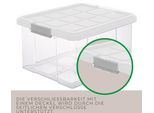Novaliv Set Di 7 Contenitori Economici Con Coperchio Trasparente 1X55L + 2X 15L + 2X 5L + 2X 2L Impilabile Chiusura A Clip Scatole A Rotolo Senza Bpa