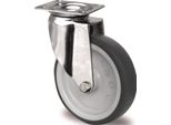 Ruota Girevole Ø 125 Mm Portata 100 Kg Con Piastra Avvitata Larghezza Piastra 70 Mm Cuscinetti A Strisciamento Acciaio Inox Tpe