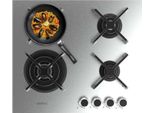 Piano Cottura A Gas Cecotec 4 Fuochi Bolero Squad G 4400S Inox, 8Kw, Acciaio Inox, Griglie In Ghisa, Bruciatore Wok