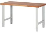 Banco Da Lavoro Serie Bk 650 L1500Xp700Xh790-1140Mm Faggio Massiccio Grigio Chiaro