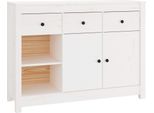 Syfax™ Credenza Bianca 100X35X74 Cm In Legno Massello Di Pino