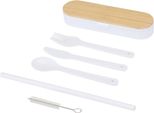 Floso - Set Di Posate In Tinta Unita, Coperchio In Bambù PF5000 (Taglia Unica) (Bianco)