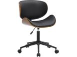 Sedia Da Ufficio, Sedia Da Ufficio - Comfort Regolabile In Altezza - Aspetto Noce, Finitura In Pelle Finta Nera | Colore: Nero