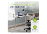 Juskys HöHenverstellbarer Schreibtisch Office Stand 140X60Cm - Elektrisch, Memory-Funktion - Weiß