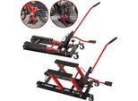 XMTECH Hydraulischer Motorradheber, Motorradhebebühne, Höhenverstellbar 230–340 mm, 680 kg, Sicherheits-Sperre, Anti-Rutsch Plattform, Für Motorräder & ATV, Mobil mit Rollen