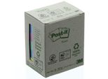 Post-It® 653-1GB Note Riciclabili Note Adesive Arcobaleno, Colori Assortiti 6 Blocchetti