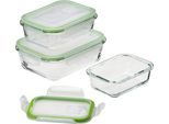 Gourmetmaxx Set Di 4 Contenitori In Vetro Per Alimenti Click-It Adatti Per Lavastoviglie Forno A Microonde E Congelatore Ermetici E A Prova Di Perdite
