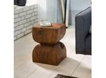 Finebuy Tavolino FB43540 Sheesham In Legno Massiccio 30X45X30Cm Tavolino Decorativo Rustico Tavolino Da Fiori Tavolino In Legno Tavolino Da Divano Marrone|Piccolo Legno Reale