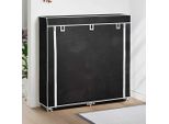Vidaxl Scarpiera In Tessuto Con Coperchio 115 X 28 X 110 Cm Nero